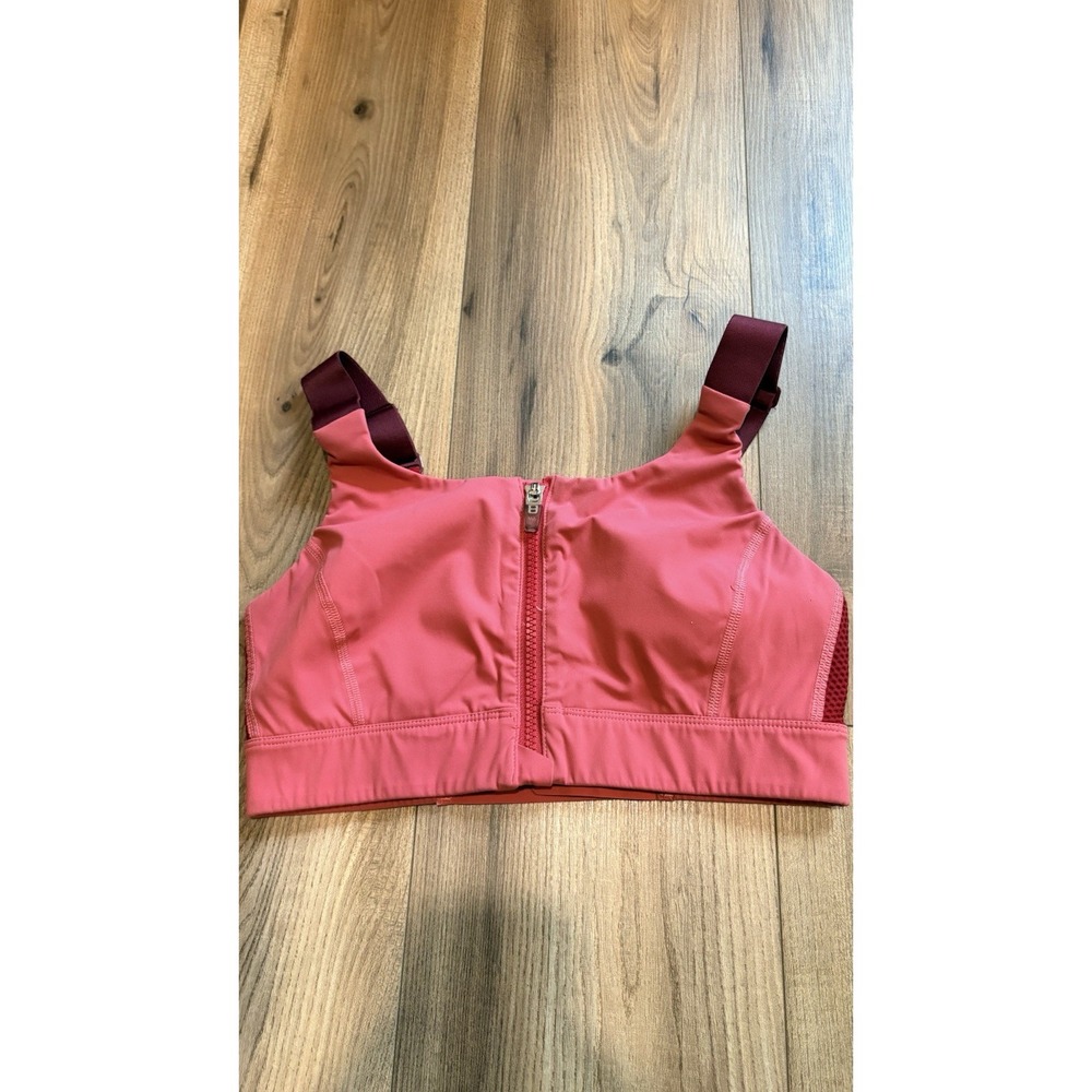 Outdoor Voices Sports Bra Small Medium C Cup Front Zip Lightly Padded Red